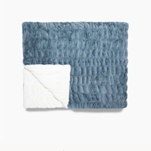Lola Blue and White Plush Throw Blanket